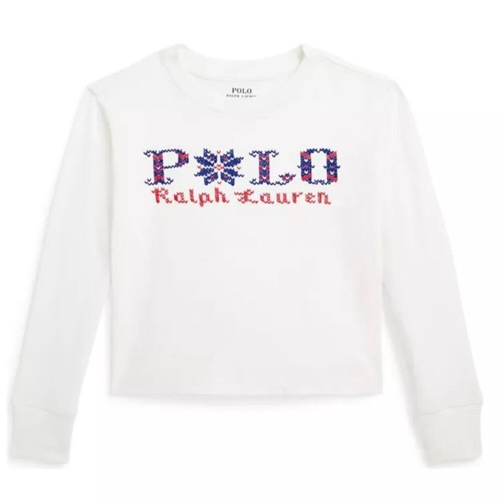 New Polo Ralph Lauren Logo Shirt sz 3T Polo Logo Boxy Long Sleeve Shirt